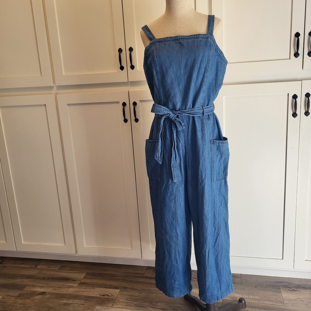 Old Navy Denim Blue Jumpsuit with Waist Tie